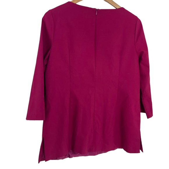Estelle and Finn Stretch Tunic Top 8 Magenta Pink Boat Neck 3/4 Slv Blouse Shirt - Picture 3 of 6